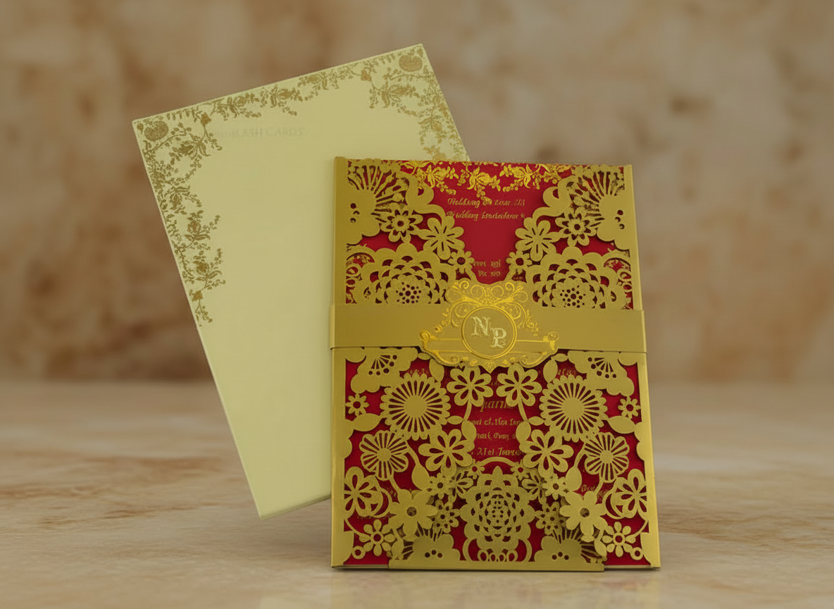 Custom South Asian wedding event invitation card — kankotri suite design